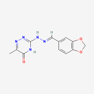 3-[(2E)-2-(1,3-benzodioxol-5-ylmethylidene)hydrazinyl]-6-methyl-1,2,4-triazin-5-ol