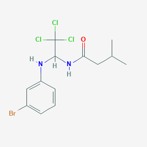 molecular formula C13H16BrCl3N2O B11705014 N-{1-[(3-bromophenyl)amino]-2,2,2-trichloroethyl}-3-methylbutanamide 