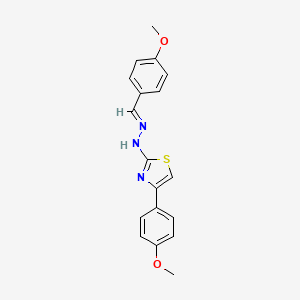 molecular formula C18H17N3O2S B11705027 4-Methoxybenzaldehyde (4-(4-methoxyphenyl)-1,3-thiazol-2-YL)hydrazone 