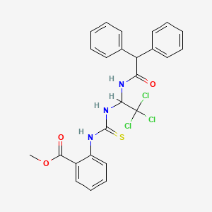 molecular formula C25H22Cl3N3O3S B11705030 Methyl 2-{[({2,2,2-trichloro-1-[(diphenylacetyl)amino]ethyl}amino)carbonothioyl]amino}benzoate 