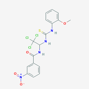 molecular formula C17H15Cl3N4O4S B11705091 3-nitro-N-(2,2,2-trichloro-1-{[(2-methoxyphenyl)carbamothioyl]amino}ethyl)benzamide 