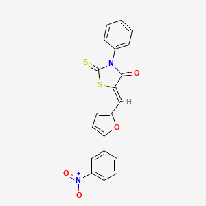 molecular formula C20H12N2O4S2 B11705102 5-((5-(3-Nitrophenyl)furan-2-yl)methylene)-3-phenyl-2-thioxothiazolidin-4-one CAS No. 327038-04-0