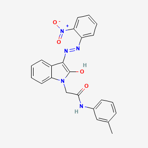 molecular formula C23H19N5O4 B11705143 N-(3-methylphenyl)-2-{(3Z)-3-[(2-nitrophenyl)hydrazono]-2-oxo-2,3-dihydro-1H-indol-1-yl}acetamide 