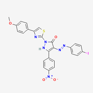 (4Z)-4-[2-(4-iodophenyl)hydrazinylidene]-2-[4-(4-methoxyphenyl)-1,3-thiazol-2-yl]-5-(4-nitrophenyl)-2,4-dihydro-3H-pyrazol-3-one