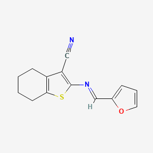 molecular formula C14H12N2OS B11705154 2-{[(E)-furan-2-ylmethylidene]amino}-4,5,6,7-tetrahydro-1-benzothiophene-3-carbonitrile 