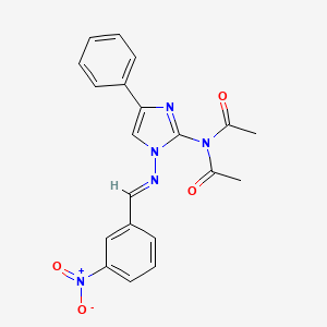 molecular formula C20H17N5O4 B11705201 N-acetyl-N-(1-{[(E)-(3-nitrophenyl)methylidene]amino}-4-phenyl-1H-imidazol-2-yl)acetamide 