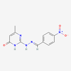 molecular formula C12H11N5O3 B11705207 6-methyl-2-[(2E)-2-(4-nitrobenzylidene)hydrazinyl]pyrimidin-4(3H)-one 