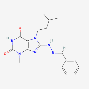 molecular formula C18H22N6O2 B11705216 Benzaldehyde (7-isopentyl-3-methyl-2,6-dioxo-2,3,6,7-tetrahydro-1H-purin-8-YL)hydrazone 