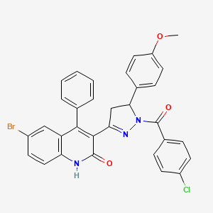 [3-(6-bromo-2-hydroxy-4-phenylquinolin-3-yl)-5-(4-methoxyphenyl)-4,5-dihydro-1H-pyrazol-1-yl](4-chlorophenyl)methanone