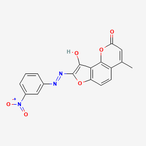 molecular formula C18H11N3O6 B11705229 (8Z)-4-methyl-8-[2-(3-nitrophenyl)hydrazinylidene]-2H-furo[2,3-h]chromene-2,9(8H)-dione 