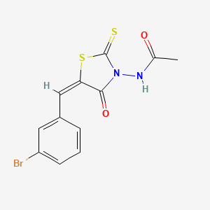 molecular formula C12H9BrN2O2S2 B11705253 N-[(5E)-5-[(3-bromophenyl)methylidene]-4-oxo-2-sulfanylidene-1,3-thiazolidin-3-yl]acetamide 