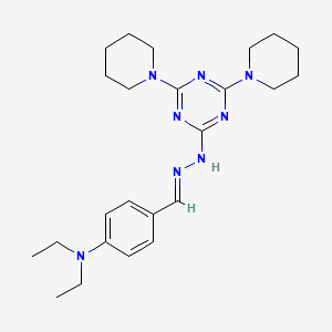 4-[(E)-{2-[4,6-di(piperidin-1-yl)-1,3,5-triazin-2-yl]hydrazinylidene}methyl]-N,N-diethylaniline