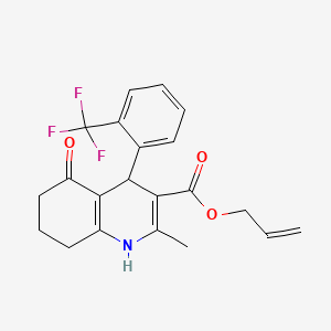 molecular formula C21H20F3NO3 B11705267 Prop-2-en-1-yl 2-methyl-5-oxo-4-[2-(trifluoromethyl)phenyl]-1,4,5,6,7,8-hexahydroquinoline-3-carboxylate 