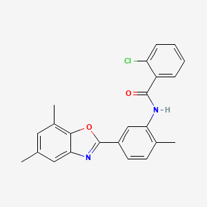 2-chloro-N-[5-(5,7-dimethyl-1,3-benzoxazol-2-yl)-2-methylphenyl]benzamide