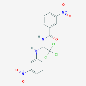 molecular formula C15H11Cl3N4O5 B11705301 3-nitro-N-[2,2,2-trichloro-1-(3-nitroanilino)ethyl]benzamide 