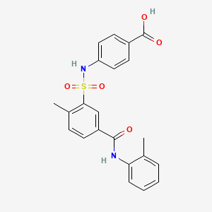 molecular formula C22H20N2O5S B11705317 4-[({2-Methyl-5-[(2-methylphenyl)carbamoyl]phenyl}sulfonyl)amino]benzoic acid 