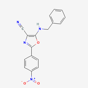 molecular formula C17H12N4O3 B11705337 5-(Benzylamino)-2-(4-nitrophenyl)-1,3-oxazole-4-carbonitrile 