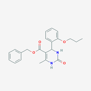 molecular formula C22H24N2O4 B11705352 Benzyl 6-methyl-2-oxo-4-(2-propoxyphenyl)-1,2,3,4-tetrahydropyrimidine-5-carboxylate 