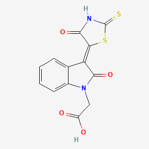 molecular formula C13H8N2O4S2 B11705377 [(3Z)-2-oxo-3-(4-oxo-2-thioxo-1,3-thiazolidin-5-ylidene)-2,3-dihydro-1H-indol-1-yl]acetic acid 