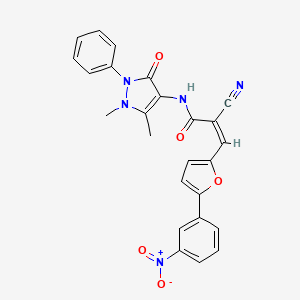 (2Z)-2-cyano-N-(1,5-dimethyl-3-oxo-2-phenyl-2,3-dihydro-1H-pyrazol-4-yl)-3-[5-(3-nitrophenyl)furan-2-yl]prop-2-enamide