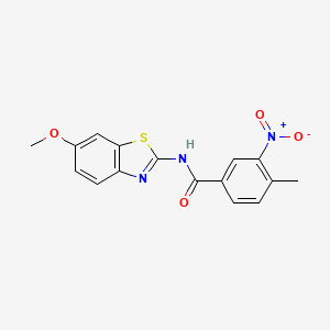 molecular formula C16H13N3O4S B11705381 N-(6-methoxy-1,3-benzothiazol-2-yl)-4-methyl-3-nitrobenzamide 