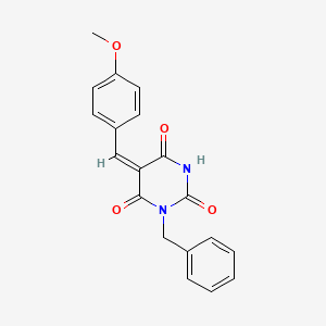 molecular formula C19H16N2O4 B11705393 (5E)-1-benzyl-5-[(4-methoxyphenyl)methylidene]-1,3-diazinane-2,4,6-trione 