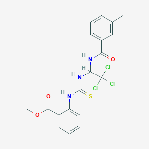 Methyl 2-{[(2,2,2-trichloro-1-{[(3-methylphenyl)carbonyl]amino}ethyl)carbamothioyl]amino}benzoate