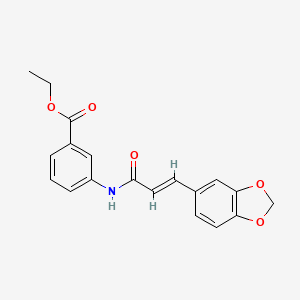 molecular formula C19H17NO5 B11705528 3-(3-Benzo[1,3]dioxol-5-yl-acryloylamino)-benzoic acid ethyl ester 