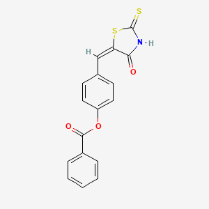 molecular formula C17H11NO3S2 B11705686 4-[(E)-(4-oxo-2-thioxo-1,3-thiazolidin-5-ylidene)methyl]phenyl benzoate 