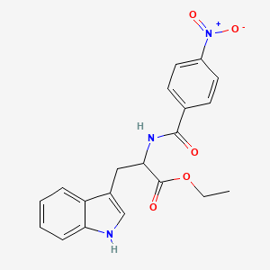 molecular formula C20H19N3O5 B11705708 ethyl 3-(1H-indol-3-yl)-2-[(4-nitrophenyl)formamido]propanoate 