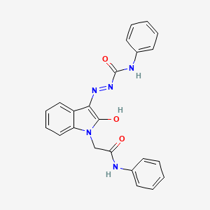 molecular formula C23H19N5O3 B11705791 2-{(3Z)-3-[(Anilinocarbonyl)hydrazono]-2-oxo-2,3-dihydro-1H-indol-1-YL}-N-phenylacetamide 