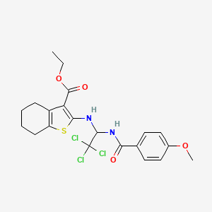 Ethyl 2-({2,2,2-trichloro-1-[(4-methoxybenzoyl)amino]ethyl}amino)-4,5,6,7-tetrahydro-1-benzothiophene-3-carboxylate