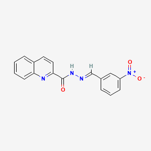 molecular formula C17H12N4O3 B11705802 Quinoline-2-carboxylic acid (3-nitro-benzylidene)-hydrazide 