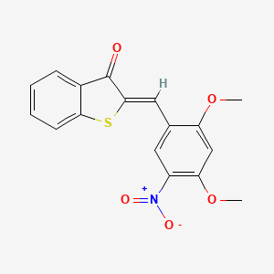 molecular formula C17H13NO5S B11705892 (2Z)-2-(2,4-dimethoxy-5-nitrobenzylidene)-1-benzothiophen-3(2H)-one 