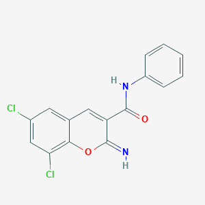 molecular formula C16H10Cl2N2O2 B11705966 6,8-dichloro-2-imino-N-phenyl-2H-chromene-3-carboxamide 