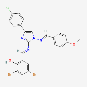 molecular formula C24H17Br2ClN4O2 B11705972 2,4-dibromo-6-[(E)-{[4-(4-chlorophenyl)-1-{[(E)-(4-methoxyphenyl)methylidene]amino}-1H-imidazol-2-yl]imino}methyl]phenol 