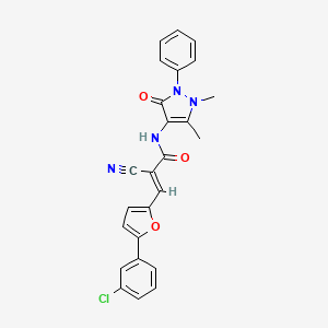 molecular formula C25H19ClN4O3 B11706066 (2E)-3-[5-(3-chlorophenyl)furan-2-yl]-2-cyano-N-(1,5-dimethyl-3-oxo-2-phenyl-2,3-dihydro-1H-pyrazol-4-yl)prop-2-enamide 