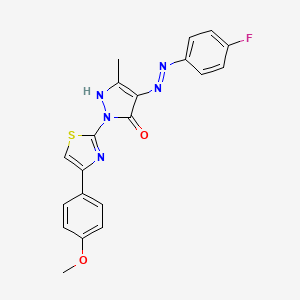 (4Z)-4-[2-(4-fluorophenyl)hydrazinylidene]-2-[4-(4-methoxyphenyl)-1,3-thiazol-2-yl]-5-methyl-2,4-dihydro-3H-pyrazol-3-one