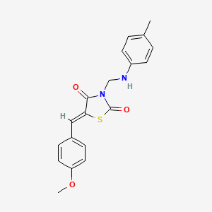 molecular formula C19H18N2O3S B11706185 (5Z)-5-(4-methoxybenzylidene)-3-{[(4-methylphenyl)amino]methyl}-1,3-thiazolidine-2,4-dione 