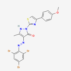 (4E)-2-[4-(4-methoxyphenyl)-1,3-thiazol-2-yl]-5-methyl-4-[2-(2,4,6-tribromophenyl)hydrazinylidene]-2,4-dihydro-3H-pyrazol-3-one