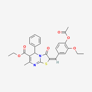 ethyl (2E)-2-[4-(acetyloxy)-3-ethoxybenzylidene]-7-methyl-3-oxo-5-phenyl-2,3-dihydro-5H-[1,3]thiazolo[3,2-a]pyrimidine-6-carboxylate