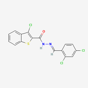 molecular formula C16H9Cl3N2OS B11706229 3-chloro-N'-[(E)-(2,4-dichlorophenyl)methylidene]-1-benzothiophene-2-carbohydrazide 