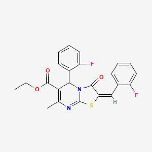 molecular formula C23H18F2N2O3S B11706235 ethyl (2E)-2-(2-fluorobenzylidene)-5-(2-fluorophenyl)-7-methyl-3-oxo-2,3-dihydro-5H-[1,3]thiazolo[3,2-a]pyrimidine-6-carboxylate 