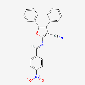 molecular formula C24H15N3O3 B11706265 2-((4-Nitrobenzylidene)amino)-4,5-diphenylfuran-3-carbonitrile CAS No. 18031-67-9