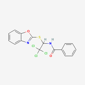 molecular formula C16H11Cl3N2O2S B11706286 N-[1-(1,3-benzoxazol-2-ylsulfanyl)-2,2,2-trichloroethyl]benzamide 