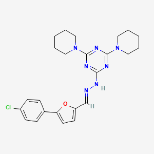 molecular formula C24H28ClN7O B11706296 2-[(2E)-2-{[5-(4-chlorophenyl)furan-2-yl]methylidene}hydrazinyl]-4,6-di(piperidin-1-yl)-1,3,5-triazine 