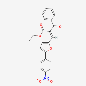 molecular formula C22H17NO6 B11706307 ethyl (2Z)-2-benzoyl-3-[5-(4-nitrophenyl)-2-furyl]-2-propenoate 