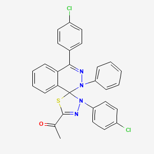 molecular formula C29H20Cl2N4OS B11706312 1-[3',4-bis(4-chlorophenyl)-2-phenyl-2H,3'H-spiro[phthalazine-1,2'-[1,3,4]thiadiazol]-5'-yl]ethanone 