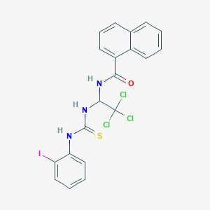 molecular formula C20H15Cl3IN3OS B11706345 N-(2,2,2-trichloro-1-{[(2-iodoanilino)carbothioyl]amino}ethyl)-1-naphthamide 