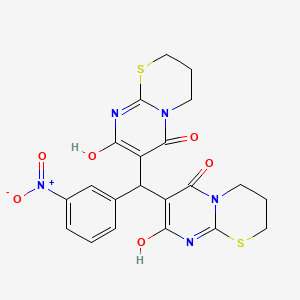 8-hydroxy-7-[(6-hydroxy-8-oxo-3,4-dihydro-2H,8H-pyrimido[2,1-b][1,3]thiazin-7-yl)(3-nitrophenyl)methyl]-3,4-dihydro-2H,6H-pyrimido[2,1-b][1,3]thiazin-6-one